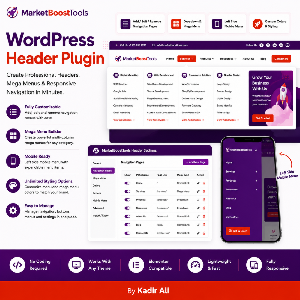 WordPress Header Plugin – Responsive Header & Mega Menu Builder - Image 2